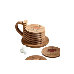 Custom Logo Wooden <b>Coaster</b> With Holder <b>Drink</b> Mats OEM ODM Vietnam Manufacturer - Product Image 1