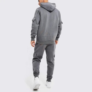 Ensemble de survêtement décontracté à capuche pour homme, coupe classique, de haute qualité, personnalisable OEM, 2 pièces, hiver, uni, 100% coton - Product Image 5
