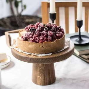 Soporte de pastel de madera natural redondo para mesa de postre de boda rústica centro de mesa Tradebyd - Product Image 1