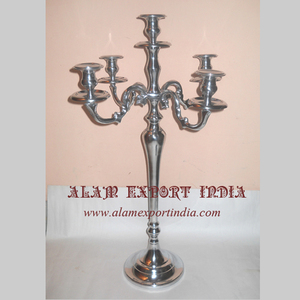 Candélabre de décoration de table de mariage blanc fini métal aluminium à 5 bras décoration de table de maison et de bureau bougeoir taille personnalisée - Product Image 3