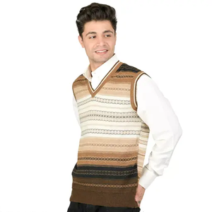 Pull en laine pure pour homme, décontracté, tricoté en argyle, respirant, anti-boulochage, de haute qualité, hiver 2025 - Product Image 1