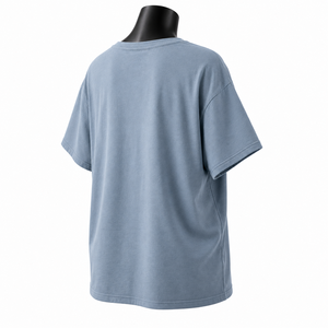 เสื้อยืดคอกว้างสีฟ้าอ่อนพิมพ์ลายกราฟิกตา  ทรงโอเวอร์ไซส์ ผ้าฝ้าย สตรีทแวร์ลำลอง ใส่สบายสำหรับผู้หญิง - Product Image 4