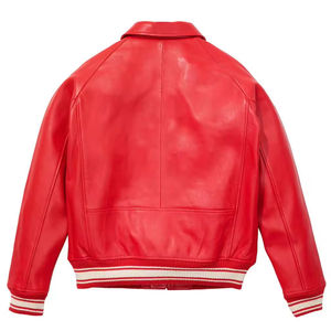 Veste universitaire en laine mélangée personnalisée OEM ODM pour hommes avec manches en cuir véritable broderie chenille varisty de haute qualité pour homme - Product Image 4