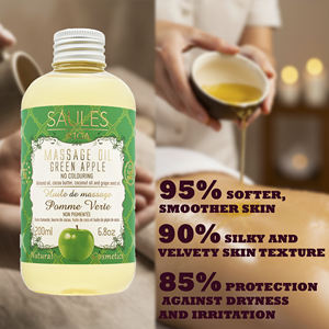 Huile de massage rafraîchissante à la pomme, nourrissante et hydratante, production européenne, écologique, biologique, soin de la peau du visage et des mains - Product Image 2