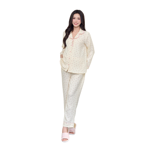 Conjunto de Pijama de Maternidad B2 MUM B878, Lino, Spandex/Poliéster, Estampado Floral Pequeño, Cuello con Volantes, Detalles Ocultos - Product Image 1