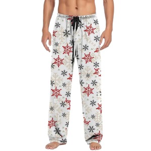 Vêtements de nuit décontractés pour hommes, pantalons de pyjama avec poches, rayures incurvées, vente en gros de pantalons de Noël, style droit - Product Image 6
