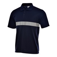 Chemise à manches courtes haute visibilité pour homme, tricotée, avec bandes réfléchissantes de sécurité, col contrastant, patchwork, logo personnalisé