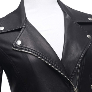 Vestes pour femmes personnalisées veste de moto en cuir à fermeture éclair tenues automne à la mode vêtements d'hiver 2025 - Product Image 3