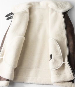 Warm Genuine <b>Leather</b> Men's Luxury <b>Fur</b> Lamb Wool Cashmere <b>Coat</b> Stand Collar New Brand <b>Leather</b> Jacket - Product Image 3