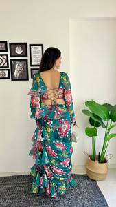 Lehenga Choli Saree en Faux Georgette Super Hit, prêt à porter, avec un design de chemisier prêt à porter, style moderne pour les fêtes - Product Image 5