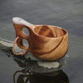 แก้วไม้ทำมือสไตล์นอร์ดิก พกพาสะดวก แก้วไม้ธรรมชาติสำหรับกาแฟ ชา และนม ดีไซน์คลาสสิก เหมาะสำหรับตั้งแคมป์ ของขวัญทางธุรกิจ - Product Image 5