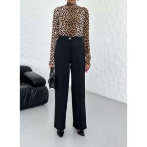 Pantalones Palazzo Negros Elegantes de Ouz Fashion para Mujer - Pantalones Anchos con Estilo para Oficina y Ocasiones Especiales - Product Image 5