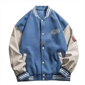 Blouson aviateur universitaire en laine personnalisé unisexe style baseball pour hommes veste décontractée à boutons nouvelle veste unisexe à col en V en laine - Product Image 1