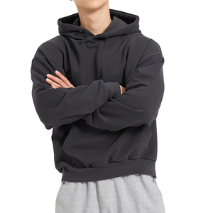 Sudaderas con capucha bordadas para hombre con logotipo personalizado 2025, sudaderas con hombros caídos, sin cuerda, 100% algodón, Jersey estampado de peso pesado, liso - Product Image 1