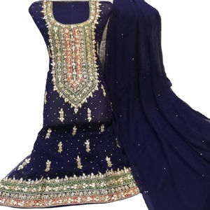 2022สูทแต่งงานดีไซน์เนอร์ปากีสถานสำหรับฤดูร้อนผ้าชิฟฟ่อนซาลวาร์กาเมซทำงานด้วยมือและโกต้าสำหรับงานเลี้ยงและงานฉลองวันเฉลิมฉลอง - Product Image 1