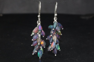 Pendientes de piedra natal rellenos de oro amarillo y Plata de Ley 925, racimo de cuentas de ópalo negro Natural, regalo de joyería de boda para mujer - Product Image 5