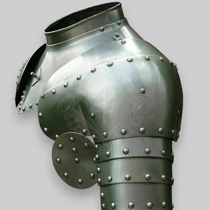Par de pauldrones de acero gótico Larp con armadura de hombro pulida Gorget para accesorios de Cosplay de caballero - Product Image 3