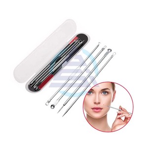 Ensemble d'outils d'extraction des points noirs pour le nettoyage du visage, 4 pièces, acier inoxydable, aiguille pour éliminer l'acné, aiguille pour éliminer les points noirs, pour les soins de santé - Product Image 1