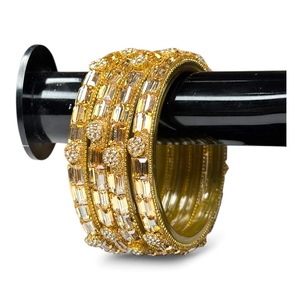 Luxury Ethnic Flower Style <b>Pearl</b> Emerald Cut Glass Bangle Wedding Wear Assorted Sizes High Demand Ready to Ship <b>for</b> <b>Women</b> - Product Image 4