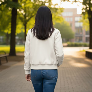 Veste universitaire pour femme de haute qualité 100% laine Couleur unie Respirante Confortable Chaude Fermeture éclair Imperméable Perles - Product Image 2