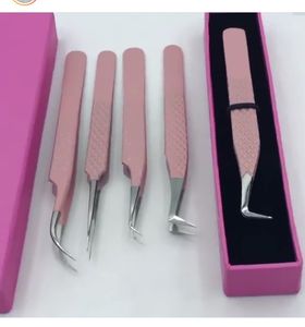 Venta al por mayor de pinzas de pestañas con logotipo personalizado con punta de fibra de acero inoxidable puntiaguda pinzas de extensión de etiqueta privada - Product Image 4