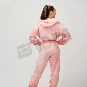Nouvel ensemble de survêtement tendance hiver 2025 pour femme, crop top à capuche uni, extensible dans les quatre sens, léger, rose, tenue décontractée deux pièces - Product Image 4