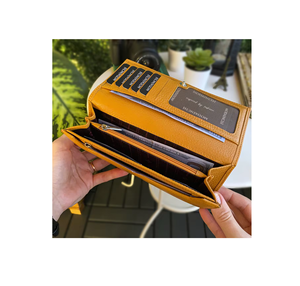 Design spécial en cuir véritable portefeuille pour femmes couleur moutarde personnalisé de haute qualité-Made in Turkey - Product Image 1