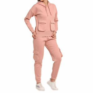 Nouveauté Ensemble de survêtement 2 pièces pour femme, longueur au-dessus du genou, uni, haute couture, vêtements de sport assortis, 100% coton, respirant, écologique - Product Image 3
