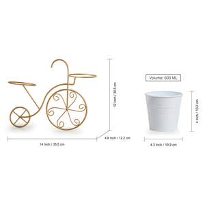 Metal Hanging Indoor Mount White Planter Stand with Round <b>Galvanized</b> <b>Bucket</b> Flower Pots & Planters pot with metal stand - Product Image 3