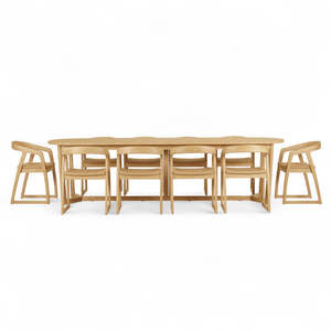 Modern Scandinavian-Style Solid Wood <b>Dining</b> Table <b>Set</b> with Woven Rattan <b>Chairs</b> <b>6</b>-Seater Light Natural Finish - Product Image 1
