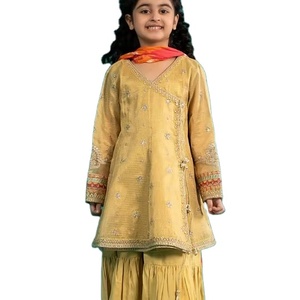 Sharara de Boda Hecha a Mano, Elegante y Tradicional para Mujer, Traje de Verano para Niñas, Cómodo y Formal, Tejido de Seda Georgette, Largo para Fiesta - Product Image 1