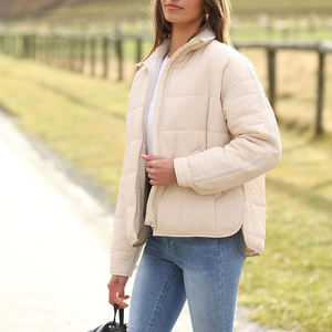 Veste matelassée pour femme, col montant, manteau d'hiver chaud et rembourré, veste élégante et bouffante avec poignets boutonnés - Product Image 1