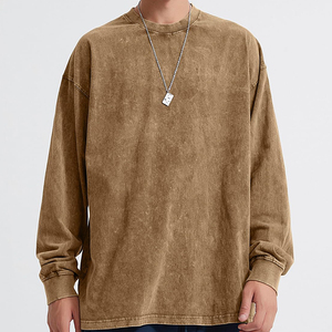 Sweat-shirt à col rond pour homme, grande taille, 100% coton, motif uni, lavage à l'acide, anti-rétrécissement, tissu jersey unique, imperméable - Product Image 6