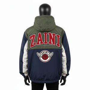 Chaqueta cortavientos de alta calidad, tela de nailon duradera, Panel azul marino Oliva, logotipo bordado, diseño personalizado, chaqueta cortavientos para hombre - Product Image 2