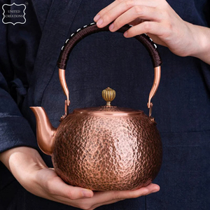 Wholesale <b>Teapot</b> Pure Copper Boiling Water Tea Kettle Antique Copper Tea Pot Handmade Carved Pot Brass Tea <b>Set</b> Boil Water Pot - Product Image 3
