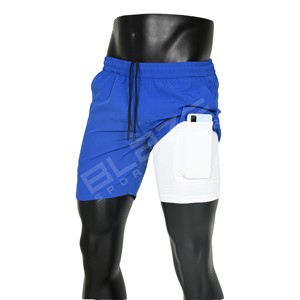 Pantalones cortos de verano para gimnasio para hombre, pantalones cortos de secado rápido para gimnasio, pantalones cortos de entrenamiento 2 en 1 para hombre con bolsillos para teléfono, pantalones cortos para hombre - Product Image 1
