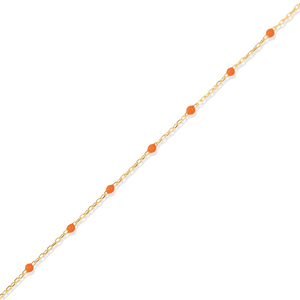 Pulsera de Cadena Chapada en Oro y Rodio con Diseño de Esmalte Color Naranja, Joyería Turca Hecha a Mano para Mujer, Plata de Ley 925 - Product Image 2