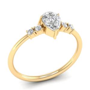 Anillo de Compromiso Solitario de Moissanita con Corte de Pera de 0.89 Quilates en Oro Sólido de 14K, Precio al por Mayor de REYES, Joyería Fina de Lujo para Mujer - Product Image 2