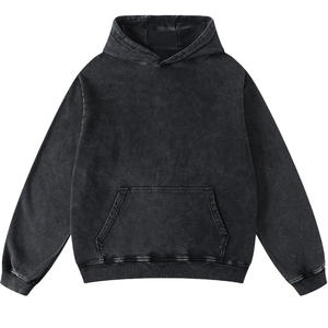 Ropa de calle personalizada, Sudadera con capucha desgastada lavada con piedra ácida de gran tamaño, sudaderas con capucha lavadas con ácido desteñidas al sol para hombres, mezcla de algodón - Product Image 1