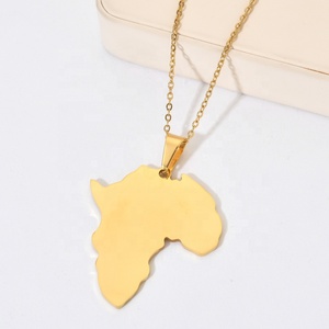 Collar <span class=keywords><strong>de</strong></span> cadena <span class=keywords><strong>de</strong></span> clavícula <span class=keywords><strong>de</strong></span> acero inoxidable, collares <span class=keywords><strong>de</strong></span> contorno <span class=keywords><strong>de</strong></span> <span class=keywords><strong>continente</strong></span> <span class=keywords><strong>de</strong></span> la patria <span class=keywords><strong>de</strong></span> África, collares con colgante <span class=keywords><strong>de</strong></span> <span class=keywords><strong>mapa</strong></span> africano, joyería Punk - Product Image 2