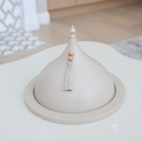 Kleine Goldene Edelstahl-Kuppel Handgefertigte Langlebige Servierschale mit Quastendeckel Tischdekoration für Snacks Süßigkeiten Festliche Servierware Ramadan
