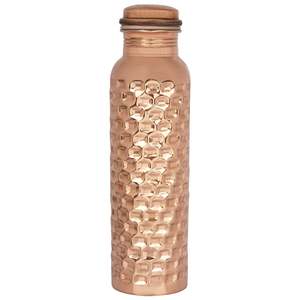 Enamel <b>Drinking</b> Water Yoga Copper <b>Bottle</b> at Unique Style Etching Designer <b>Metal</b> Copper Water <b>Bottle</b> With Advance Leak Proof Lid - Product Image 4