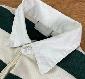 เสื้อโปโลสำหรับผู้ชายเสื้อยืดแขนสั้นลายทางว่างมีกระดุมผ้าฝ้ายงาน OEM ตามสั่ง - Product Image 4