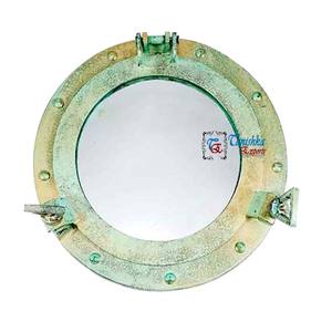 Haute qualité métal Marine Antique rond nautique miroir hublot mur maison décorative bateau miroir à la main cadeau article - Product Image 1