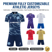 Camiseta de Fútbol con Diseño de Rayos Azules, Personalizada con Transferencia Térmica, Malla de Poliéster con Logotipo