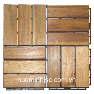 Dalles de terrasse en bois 12 lattes à emboîtement DIY en bois d'acacia 30 * 30 cm Faciles à assembler respectueuses de l'environnement - Product Image 2