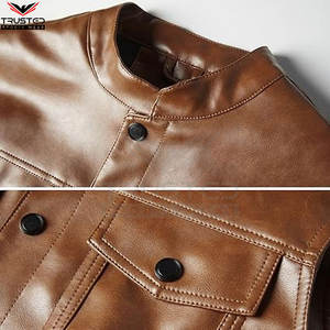 Nuevo diseño de moda Casual transpirable de alta calidad al aire libre de invierno Chaleco de cuero motocicleta estilo personalizado para hombres - Product Image 5