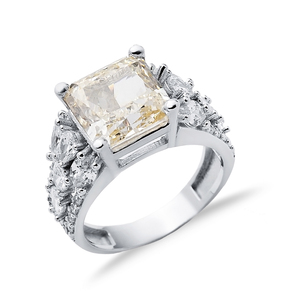 Offwhite CZ แหวนเงิน925ดีไซน์สี่เหลี่ยมทำด้วยมือสไตล์ตุรกีเครื่องประดับเงินสเตอร์ลิงสำหรับ925 - Product Image 3