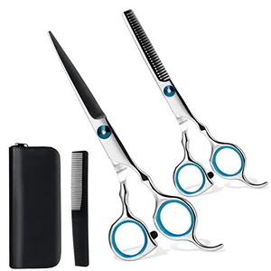 Morgans Industries MI-BS-0001 Stainless Steel 4Cr13 Hair Scissors Sharp Blade <b>Thinning</b> Right Handed Medium Long Handle Blue <b>Ring</b> - Product Image 5