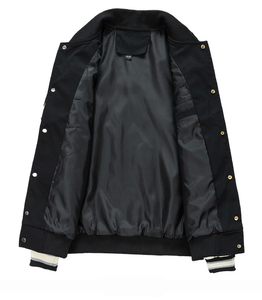 Chaqueta de béisbol universitaria bordada Vintage de otoño con diseño personalizado para hombre, chaqueta de gran tamaño con cremallera completa de estilo universitario - Product Image 4